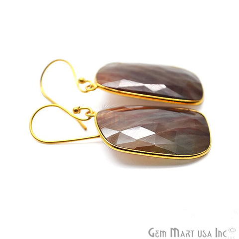 Wonder Sapphire 18X31MM Gold Plated Gemstone Dangle Hook Earrings (WSER-90553) - GemMartUSA