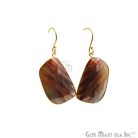 Wonder Sapphire 18X31MM Gold Plated Gemstone Dangle Hook Earrings (WSER-90553) - GemMartUSA