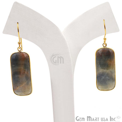 Wonder Sapphire 13X34MM Gold Plated Gemstone Dangle Hook Earrings (WSER-90554) - GemMartUSA