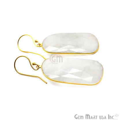 Wonder Sapphire 19X41MM Gold Plated Gemstone Dangle Hook Earrings (WSER-90556) - GemMartUSA