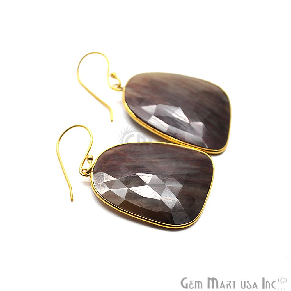 Wonder Sapphire 27X36MM Gold Plated Gemstone Dangle Hook Earrings (WSER-90560) - GemMartUSA