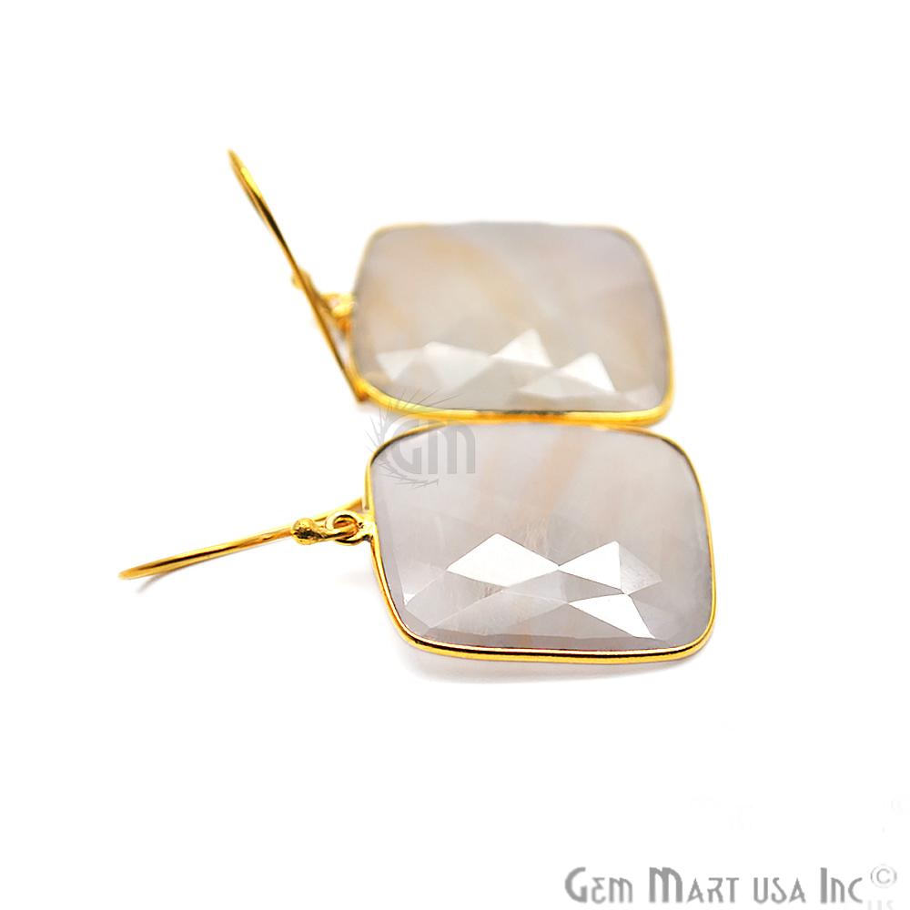 Wonder Sapphire 23X28MM Gold Plated Gemstone Dangle Hook Earrings (WSER-90562) - GemMartUSA