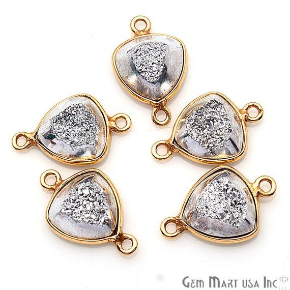 Window Druzy 10mm Trillion Bezel Cave Druzy Gemstone Connector (Pick Your Color, Bail, Plating) - GemMartUSA