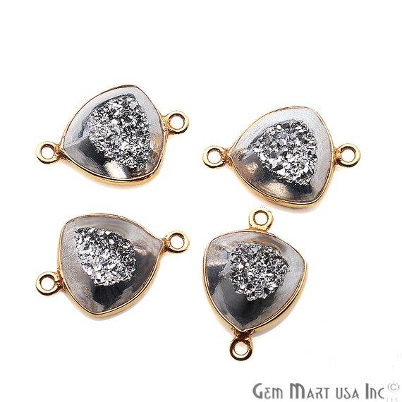 Window Druzy, 12mm Trillion Shape Bezel Cave Druzy Gemstone Connector 1pc Choose Your Style - GemMartUSA