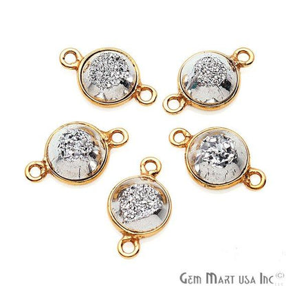 Window Druzy 8mm Round Shape Bezel Cave Druzy Gemstone Connector (Pick Your Color, Bail, Plating) - GemMartUSA