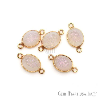 Window Druzy 8x10mm Oval Bezel Cave Druzy Connector (Pick Color, Bail, Plating) - GemMartUSA