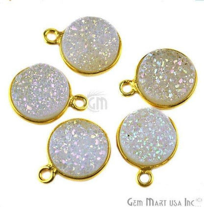 Titanium Druzy 10mm Round Bezel Connector (Pick Color, Bail, Plating) - GemMartUSA