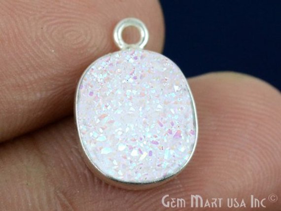 Titanium Druzy 9x11mm Octagon Bezel Connector (Pick Color, Bail, Plating) - GemMartUSA