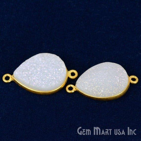 Titanium Druzy 13x18mm Pears Gold Double Bail Bezel Gemstone Connector