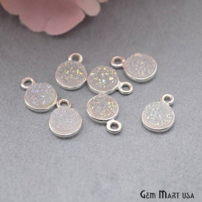 Titanium Druzy 6mm Round Bezel Gemstone Connector (Pick Your Druzy, Plating or Bail) - GemMartUSA