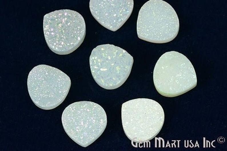 Plain Druzy 10mm Heart Shape Loose Cabochon (Pick Your Color) - GemMartUSA