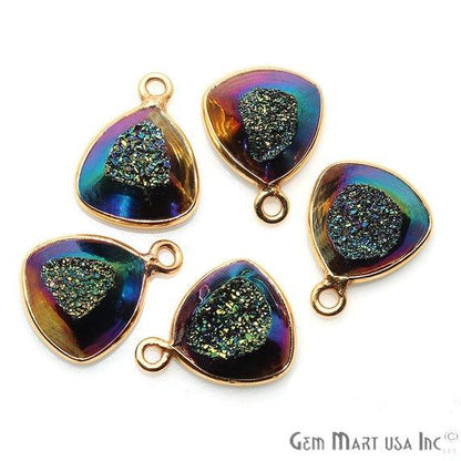 Window Druzy 10mm Trillion Bezel Cave Druzy Gemstone Connector (Pick Your Color, Bail, Plating) - GemMartUSA