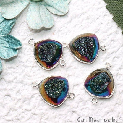 Window Druzy 14mm Trillion Bezel Cave Druzy Gemstone Connector (Pick Your Color, Bail, Plating) - GemMartUSA