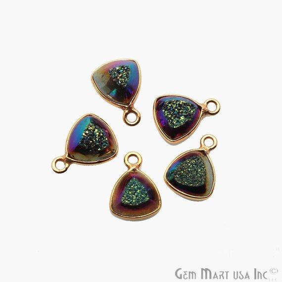 Window Druzy 8mm Trillion Shape Bezel Cave Druzy Gemstone Connector (Pick Your Color, Bail, Plating) - GemMartUSA