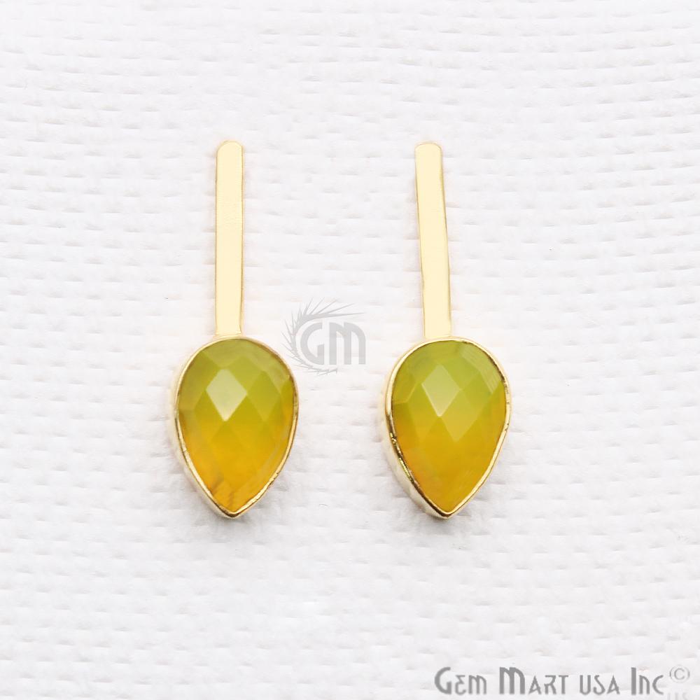 Pear Shape 9x27mm Gold Plated Gemstone Dangle Stud Earrings (Pick your Gemstone) (90174-1) - GemMartUSA