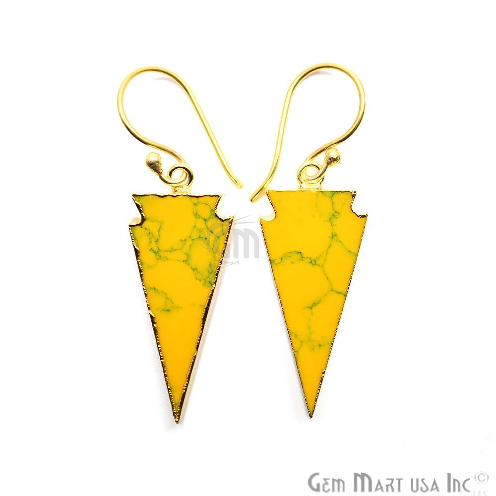 Triangle Shape 34x14mm Gold Plated Sediment Jasper Hook Earrings (Pick your Gemstone) (90163-1) - GemMartUSA