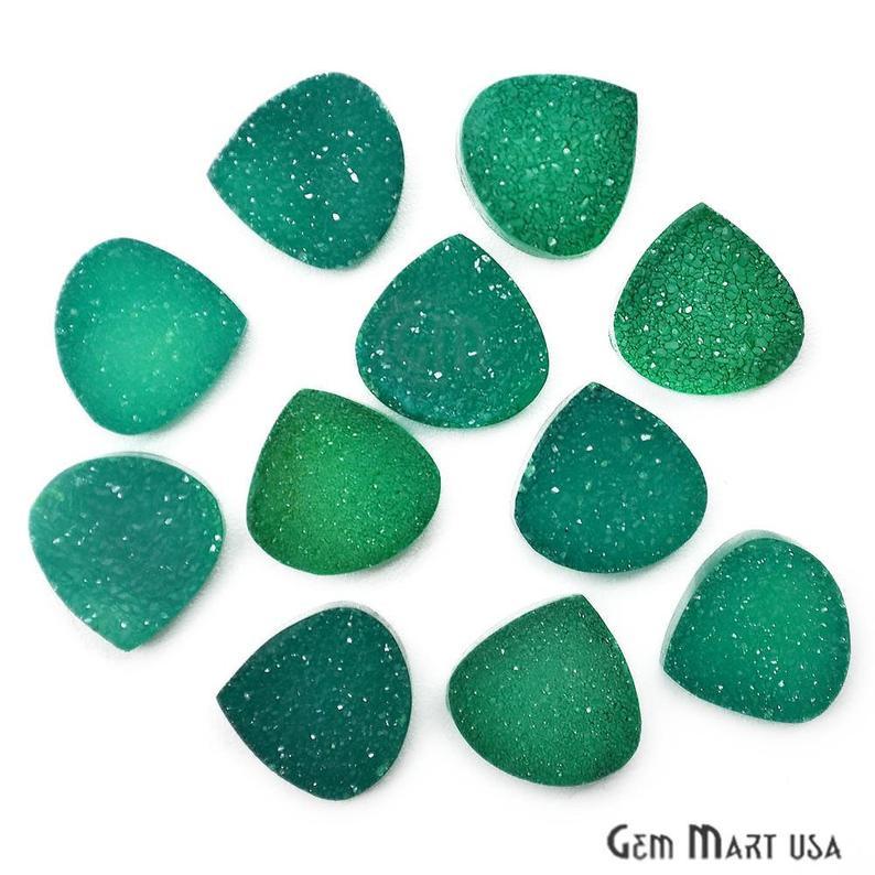 Plain Color Druzy 10mm Heart Shape Loose Cabochon (Pick Your Color) - GemMartUSA