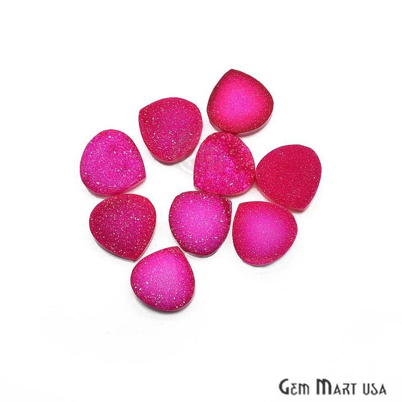 Plain Color Druzy 12mm Heart Shape Loose Cabochon (Pick Your Color) - GemMartUSA