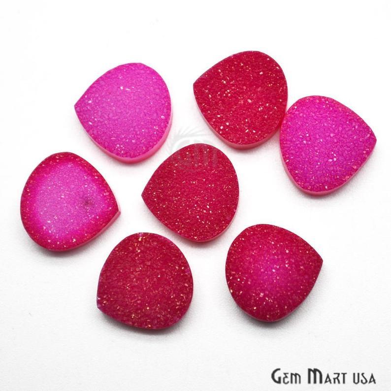 Plain Color Druzy 14mm Heart Shape Loose Cabochon (Pick Your Color) - GemMartUSA