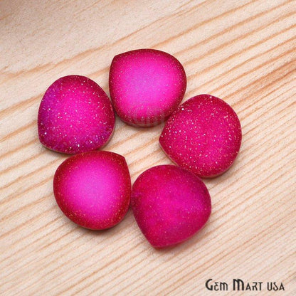 Plain Color Druzy 16mm Heart Shape Loose Cabochon (Pick Your Color) - GemMartUSA