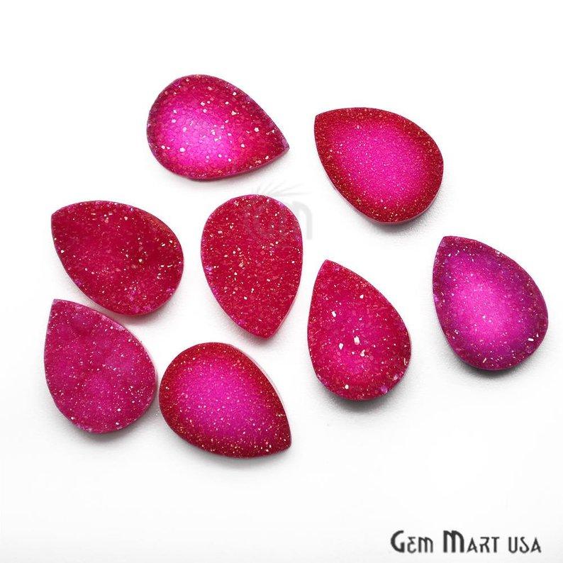 Plain Color Druzy 10x14mm Pear Shape Loose Cabochon (Pick Your Color) - GemMartUSA