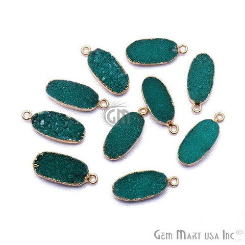 Gold Electroplated Druzy 10X20mm Oval Druzy Gemstone Connector (Pick Your Color, Bail) - GemMartUSA