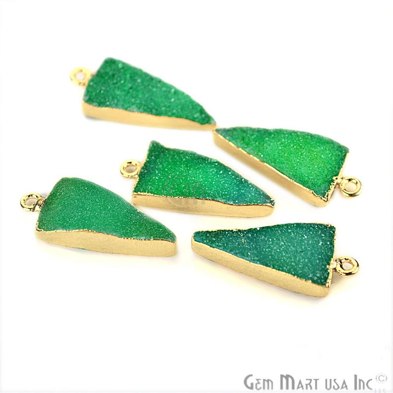 Gold Electroplated Druzy 10x20mm Trillion Druzy Connector (Pick Color, Bail) - GemMartUSA