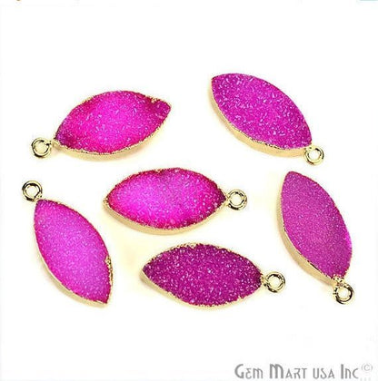 Gold Electroplated Druzy 10x20mm Marquise Druzy Connector (Pick Color, Bail) - GemMartUSA