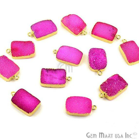 Gold Electroplated Druzy 13x18mm Octagon Single Bail Gemstone Connector
