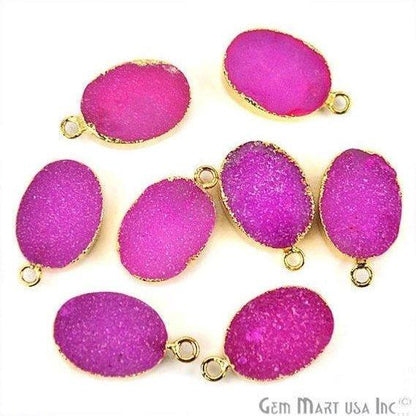 Druzy Gold Electroplated 12x16mm Oval Single Bail Gemstone Connector