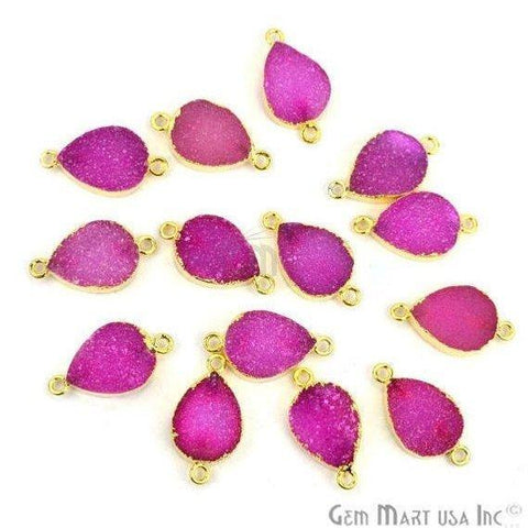 Gold Electroplated Color Druzy 12x16mm Pears Double Bail Druzy Connector