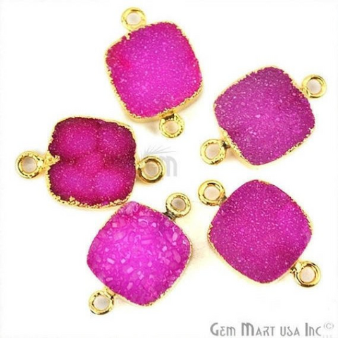 Gold Electroplated 12mm Square Double Bail Druzy Connector