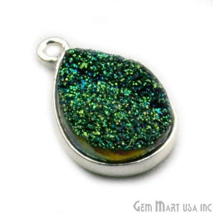 Titanium Druzy 10x14mm Pears Silver Single Bail Bezel Gemstone Connector