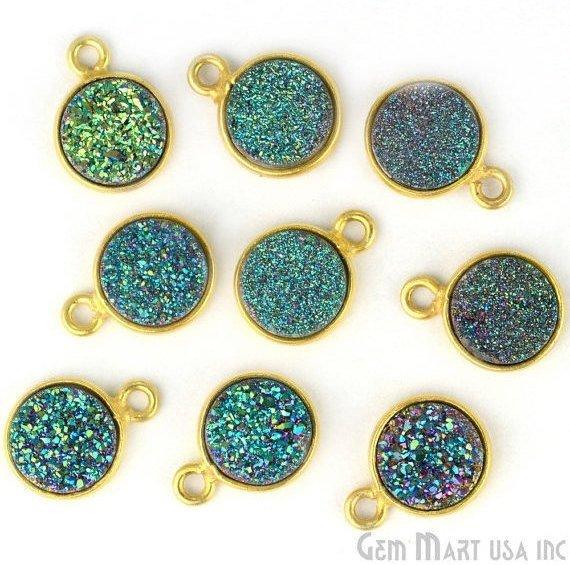 Titanium Druzy 8mm Round Bezel Connector (Pick Color, Bail, Plating) - GemMartUSA