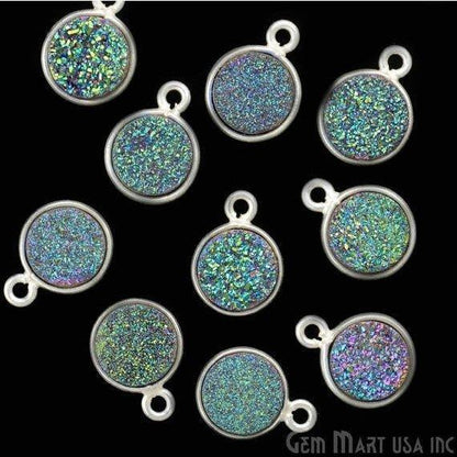 Titanium Druzy 8mm Round Bezel Connector (Pick Color, Bail, Plating) - GemMartUSA