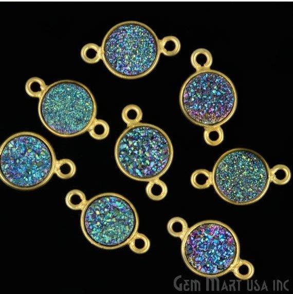 Titanium Druzy 8mm Round Bezel Connector (Pick Color, Bail, Plating) - GemMartUSA