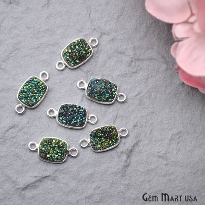 Titanium Druzy 7x9mm Octagon Bezel Connector (Pick Color, Bail, Plating) - GemMartUSA