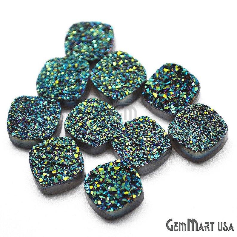 Titanium Druzy 10mm Cushion Shape Loose Cabochon (Pick Your Color) - GemMartUSA