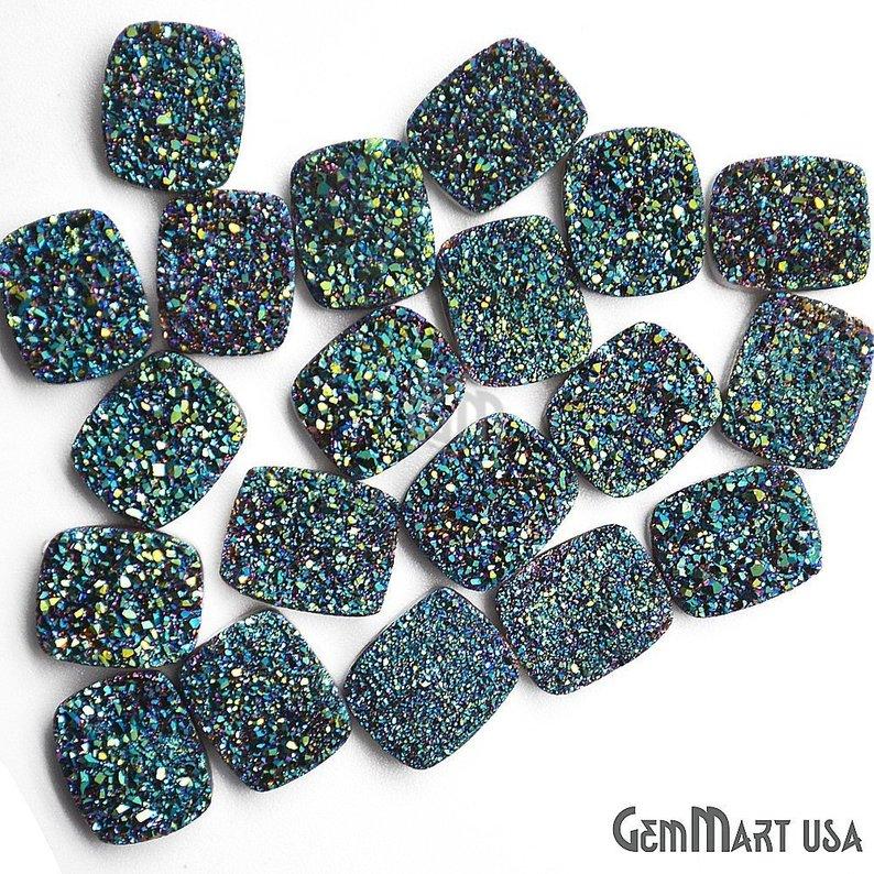 Plain Druzy 10x12mm Octagon Shape Loose Cabochon (Pick Your Color) - GemMartUSA