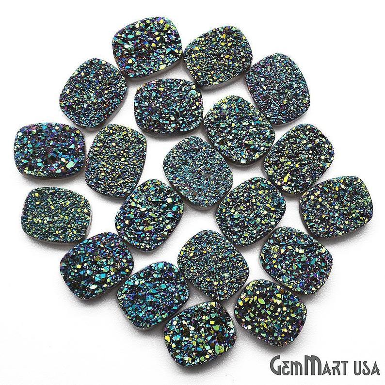 Plain Druzy 8x10mm Octagon Shape Loose Cabochon (Pick Your Color) - GemMartUSA