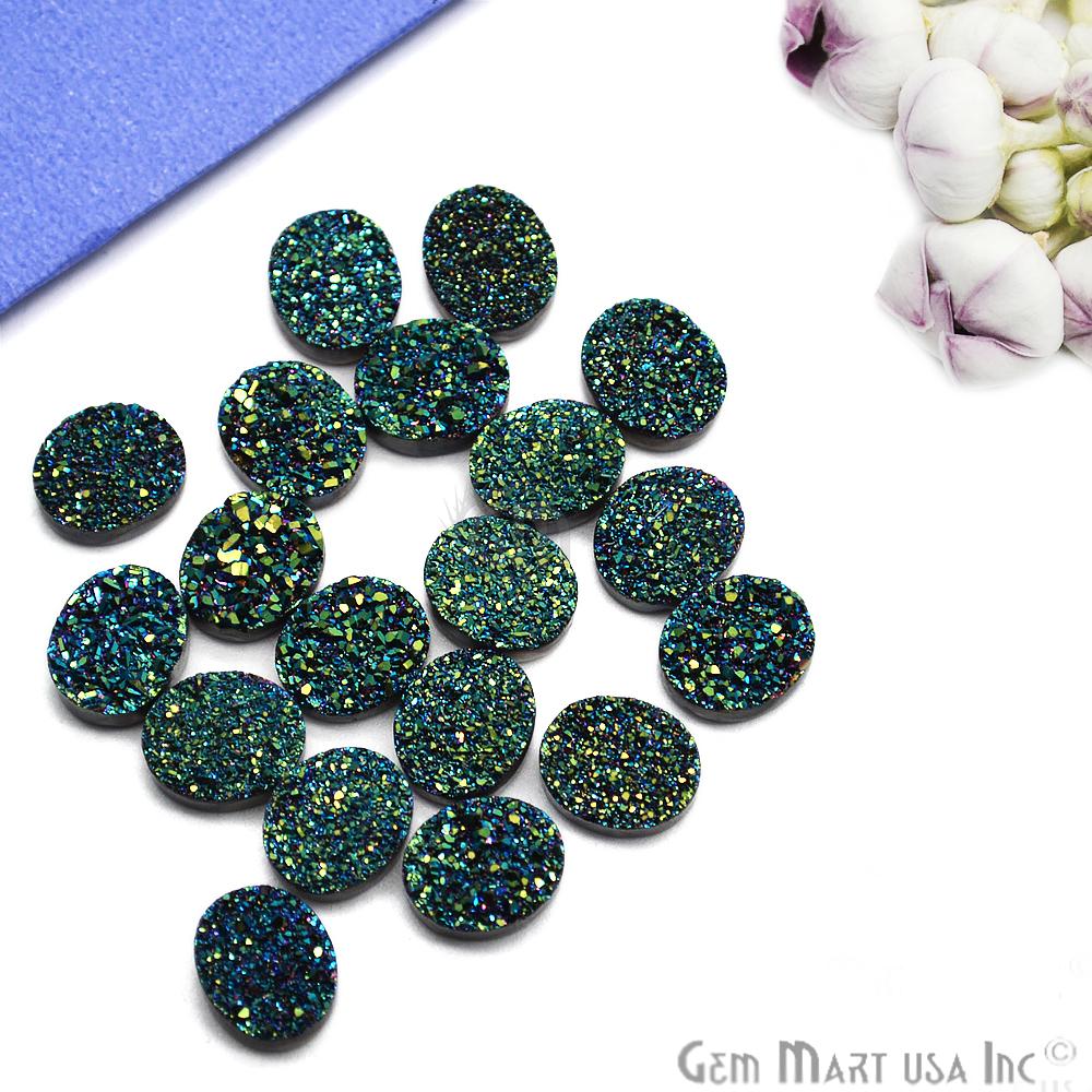 Plain Druzy 10x12mm Oval Shape Loose Cabochon (Pick Your Color) - GemMartUSA