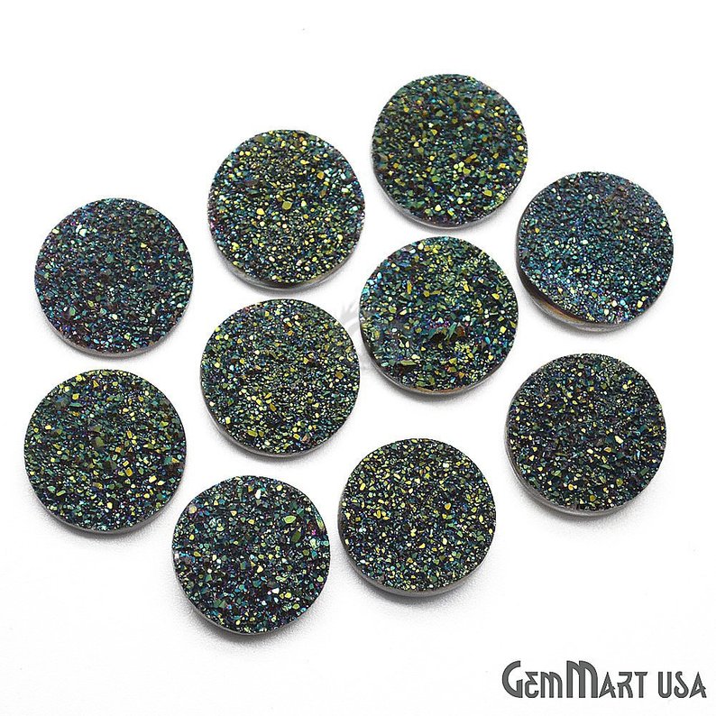 Titanium Druzy Cabochon 16mm Round Druzy (Pick Your Color) - GemMartUSA