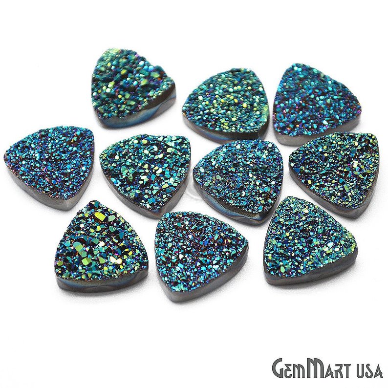 Titanium Druzy Cabochon 14mm Trillion Loose Druzy (Pick Your Color) - GemMartUSA