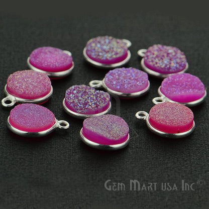 Titanium Druzy 10mm Round Bezel Connector (Pick Color, Bail, Plating) - GemMartUSA