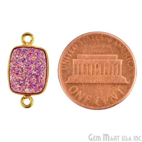 Titanium Druzy 9x11mm Octagon Bezel Connector (Pick Color, Bail, Plating) - GemMartUSA