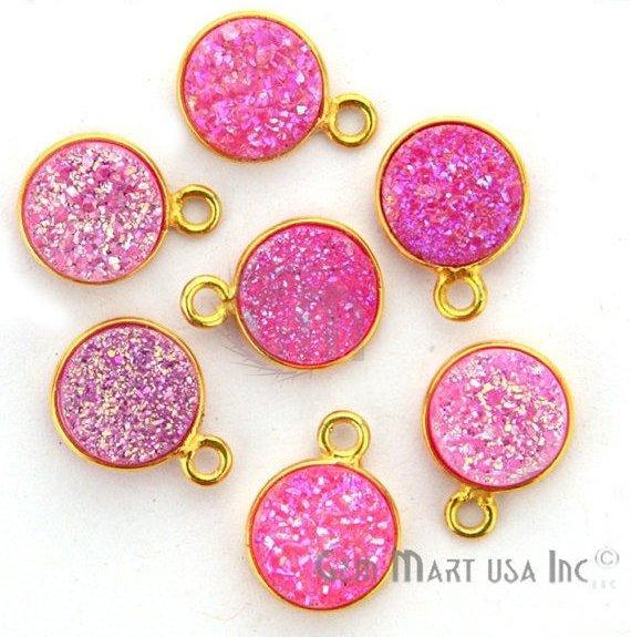 Titanium Druzy 8mm Round Bezel Connector (Pick Color, Bail, Plating) - GemMartUSA