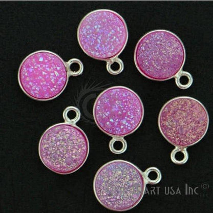 Titanium Druzy 8mm Round Bezel Connector (Pick Color, Bail, Plating) - GemMartUSA