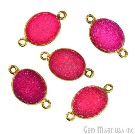 Color Druzy Connector 10x12mm Oval Gold Plated Double Bail Gemstone Connector (Pick Color) (11146) - GemMartUSA