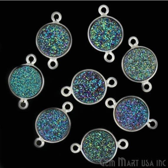 Titanium Druzy 10mm Round Bezel Connector (Pick Color, Bail, Plating) - GemMartUSA