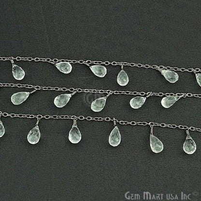 Crystal Tear Drops Oxidized Wire Wrapped Briolette Dangle Rosary Chain (762835501103)